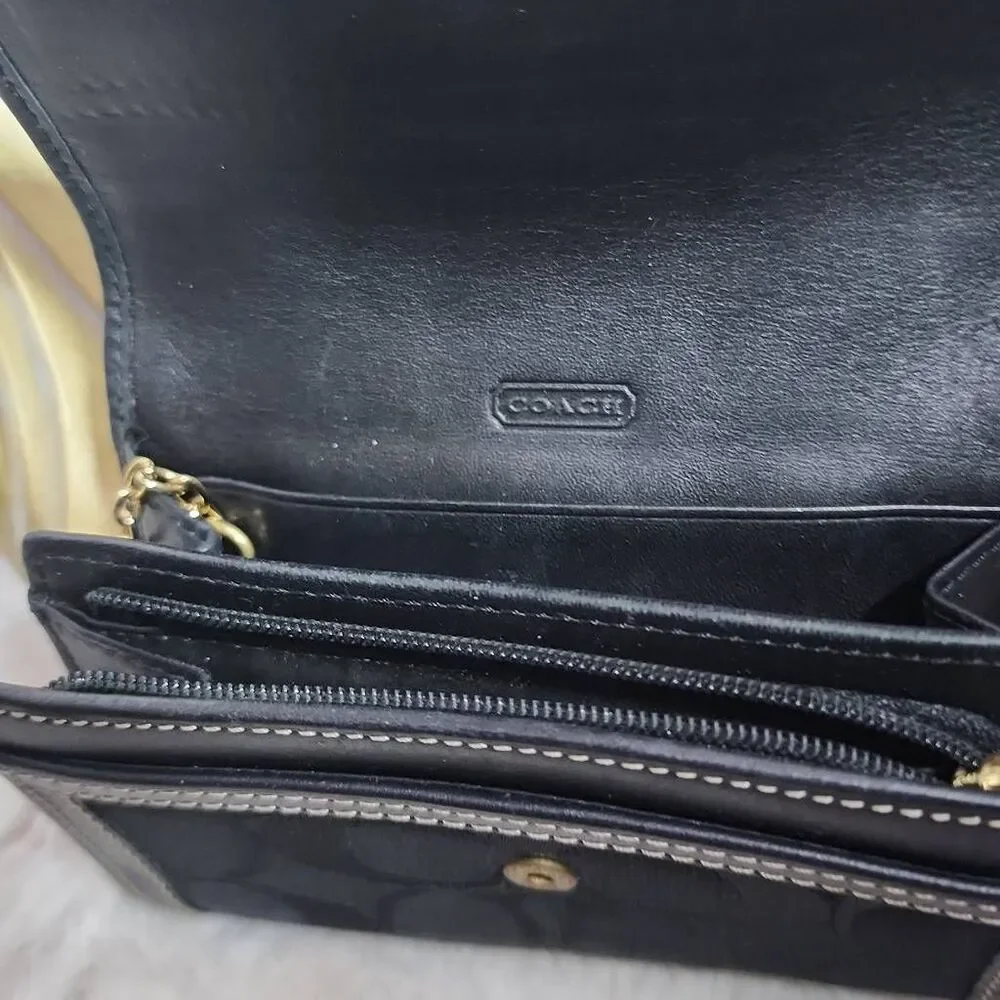 Coach Signature Jacquard Hampton small wallet with keychain Y2K-ERA